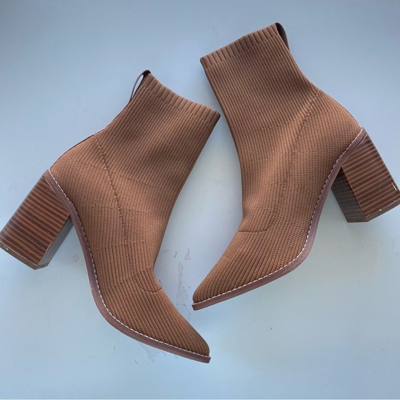 STEVEN By Steve Madden Nixie Brown Sock Ankle Boot NEW - Picture 4 of 11